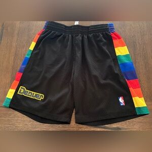 Denver Nuggets Mitchell & Ness Black Rainbow Stripe Athletic Shorts XL